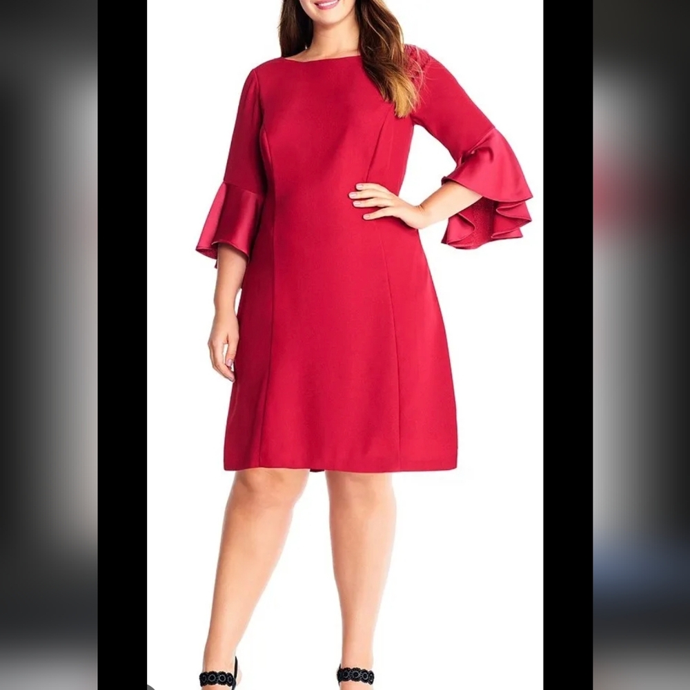 Adrianna Papell Burgundy Long Sleeve Dress